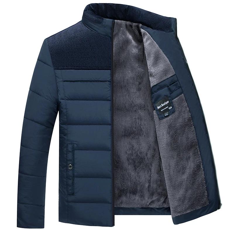 남성용 두꺼운 지퍼 플러시 파카, 스탠드 칼라 재킷, 패션 코트, 패딩 오버코트, 따뜻한 겨울